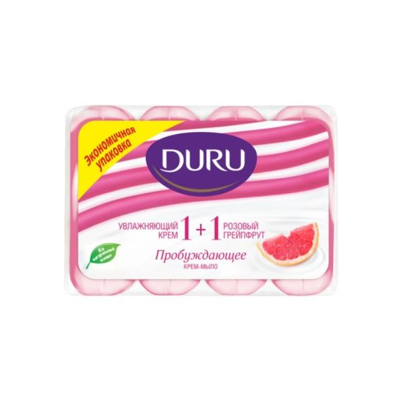 Мыло ДУРУ 1+1(полосатое) 4*80гр  Грейпфрут
