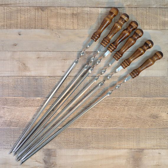 Шампуры угловые 650*12мм с деревянной ручкой 6шт в чехле  872201