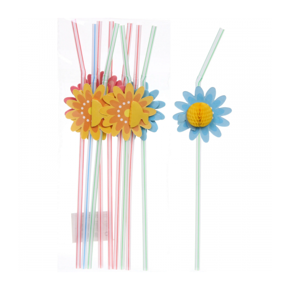 Трубочки для коктейля "Цветущий сад" 10шт 24см 117207/ 523023