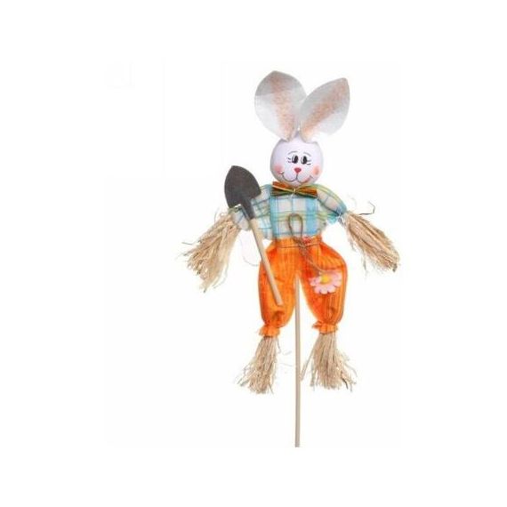 Фигура садовая Зайка садовник 30*35см на штекере ДоброСад