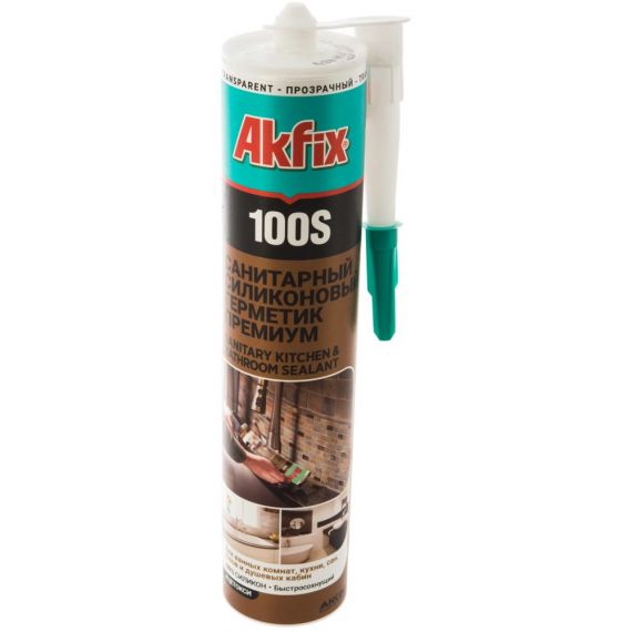 Герметик санитарный Akfix 100S для кухни и ванной прозрачный 280 мл. SA031