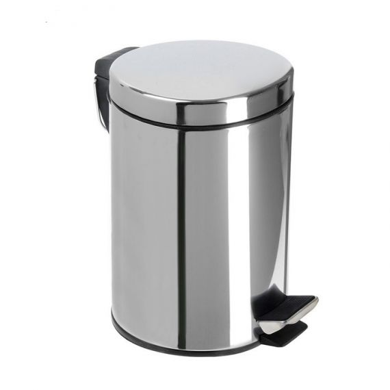 Контейнер для мусора металл, 8 л, круглый, педаль, хром, B09-8L/ Y8-2722