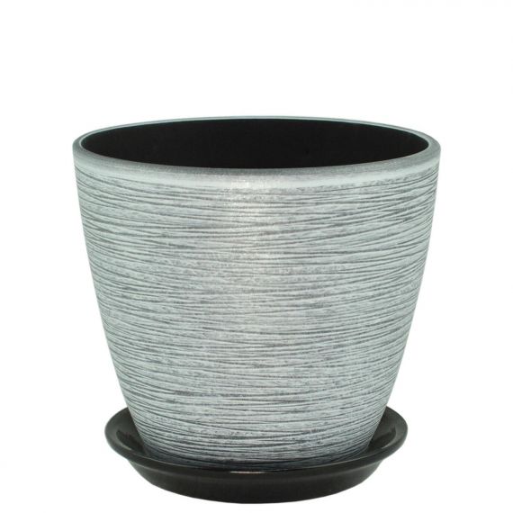 Горшок роспись бутон лофт серый 21см  РС152/4