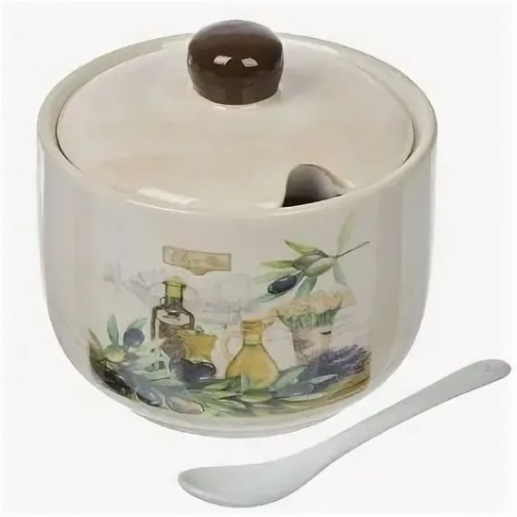 Сахарница 500мл доломит с ложкой и крышкой  Daniks, Левадия 419419