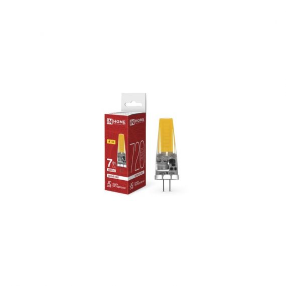 Лампа светодиодная LED-JC-COB 7Вт 12В G4 4000К 720Лм IN HOME 60286, изображение 2