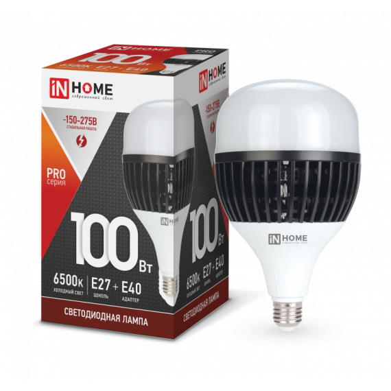 Лампа LED HP-PRO 100Вт 230В E27/E40 6500К 9500Лм IN HOME  35697