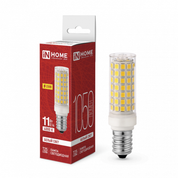 Лампа светодиодная LED-T25-CORN 11Вт 230В E14 4000К 1050Лм IN HOME 60378