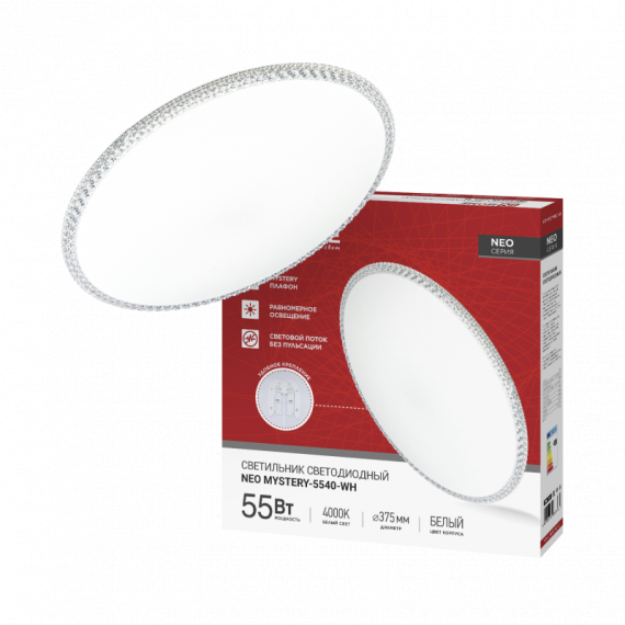 Светильник LED NEO MYSTERY-5540-WH 55Вт 230В 4000K 4400Лм 375x58мм белый 3461