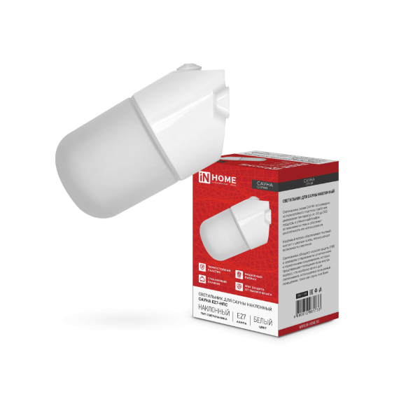 Светильник для сауны наклонный САУНА E27-НПС пластик, стекло IP65 101x160мм белый 1733