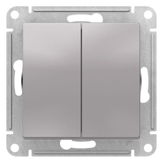 Выключатель 2-клавишный механизм алюминий SE ATLAS DESIGN ATN000351