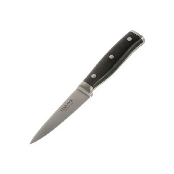 Нож кухонный Daniks Black для овощей сталь, 9см, рукоятка пластик, YW-A325-РА