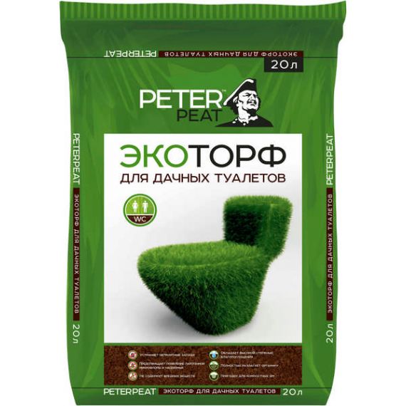 Эко Торф PETER PEAT для дачных туалетов 50л  Т-01-50