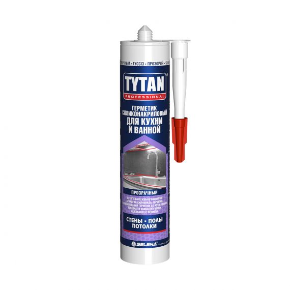 Герметик силиконакриловый для кухни и ванной Tytan Professional, 280 мл, прозрачный 245342