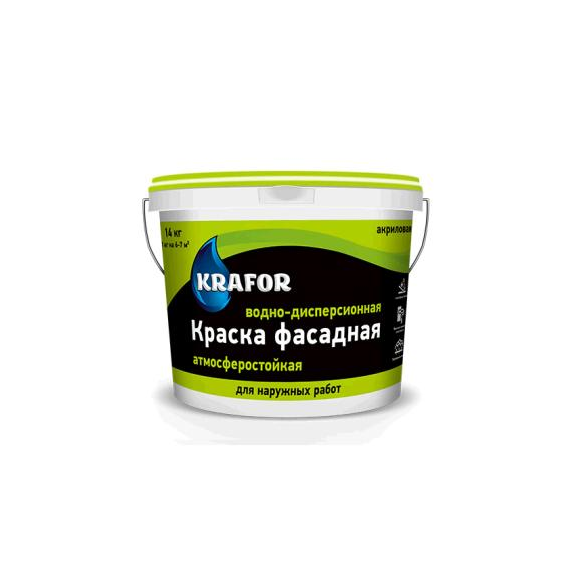 Краска фасадная 14кг KRAFOR (салат.)  30515