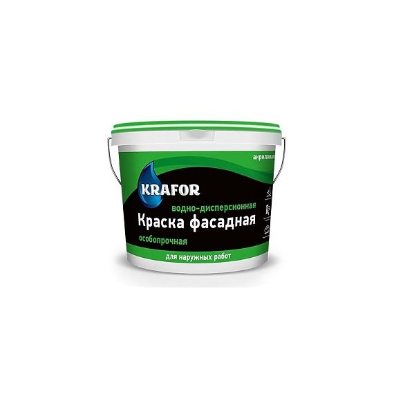 Краска фасадная особопроч. 1,5кг KRAFOR (зелен.)  42163