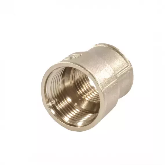Муфта латунь никель переходная Ду 20х15 3/4"х1/2" ВР/ВР VALFEX VF.240.N.034.012/  128-4185, изображение 2