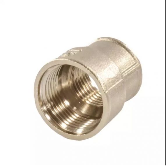 Муфта латунь никель переходная Ду 20х15 3/4"х1/2" ВР/ВР VALFEX VF.240.N.034.012/  128-4185