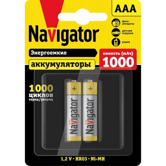 Аккумулятор AAA/HR03 NHR-1000-HR03-BP2 Navigator 2 шт   94462/ 157837