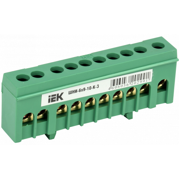Шина PE "земля" в корп. изол. на DIN-рейку ШНИ-6х9-10-К-З IEK YNN10-69-10KD-K06  269287