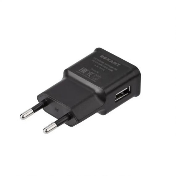 Сетевое зарядное устройство REXANT USB, 5V, 2.1 A, черное 16-0274