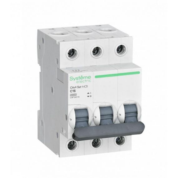 Автомат. выключатель Systeme Electric City9 Set 3п C 16А 4.5кА 400В SE C9F34316  1701577