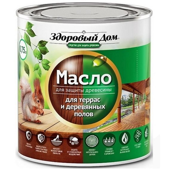 Масло для террас и деревянных полов ЗДОРОВЫЙ ДОМ венге 0,75л 7072