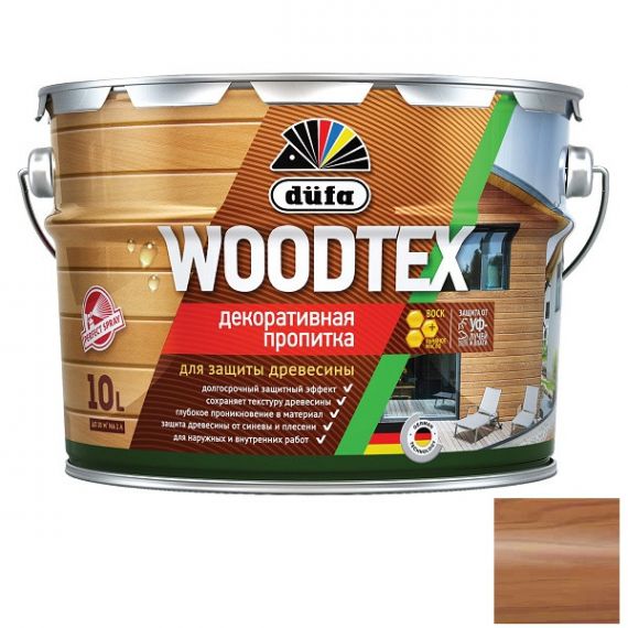 Пропитка декоративная Dufa Woodtex белая 9л, изображение 2