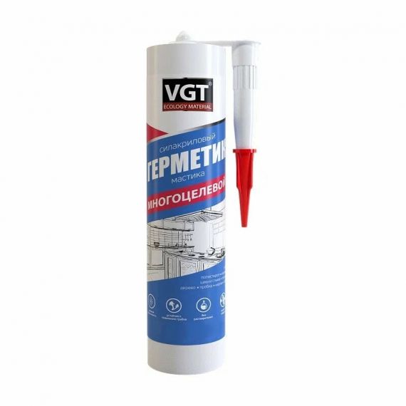 Герметик силакрил (мастика) многоцелевой прозрачный 0.28кг VGT 39019; 11612326