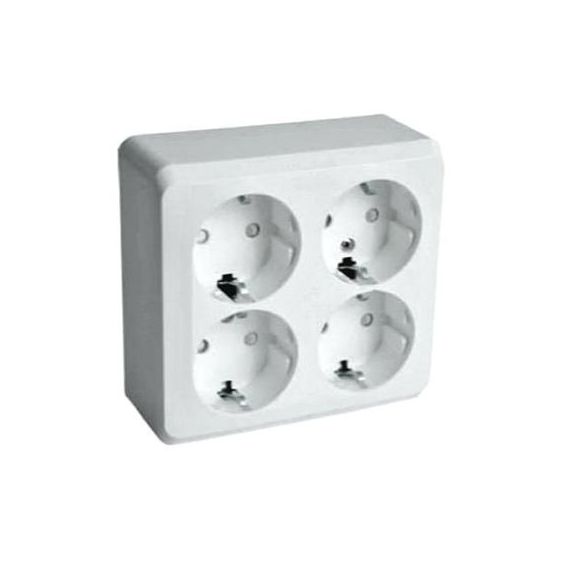 Розетка РА 16-208В 4-я с/з о/у со шторкой белая ЭТЮД  21943/293415/137310