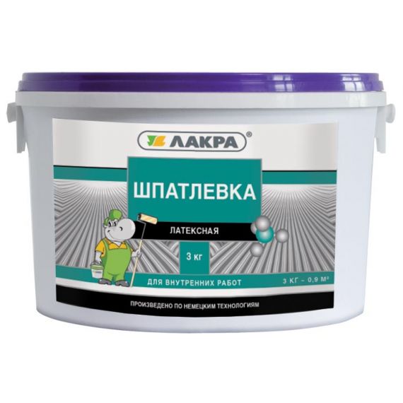 Шпатлевка ЛАКРА по гипсокартону 3кг латекс. финиш.  8046