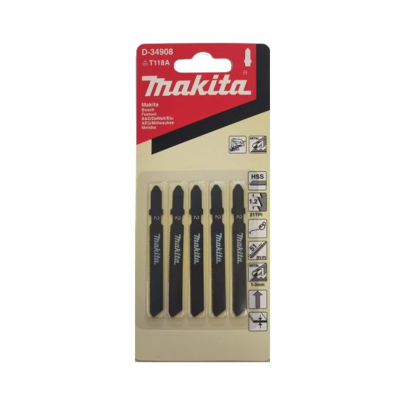 Пилки Makita для электролобзика для металла 5шт  D-34908