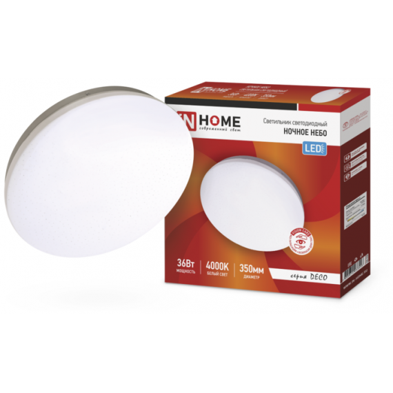 Светильник LED DECO НОЧНОЕ НЕБО 36Bт 230В 4000К 2340Лм 350х55мм IN HOME 3556