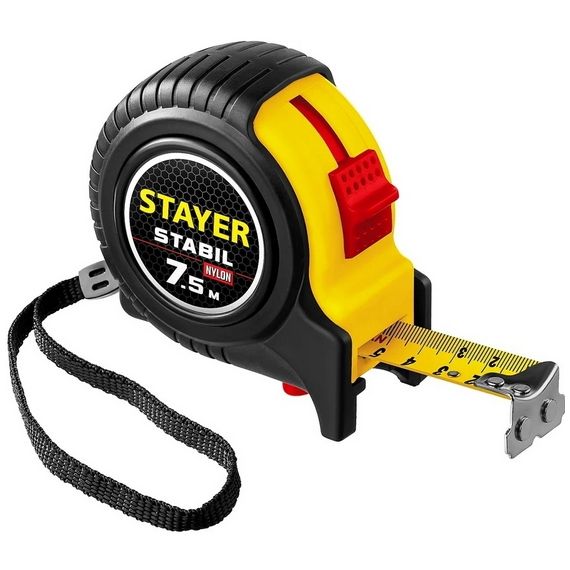 Рулетка STAYER 7,5м*25мм профессиональная с автостопом  34131-075